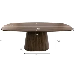 Jennie Eettafel deens ovaal Bruin 215cm