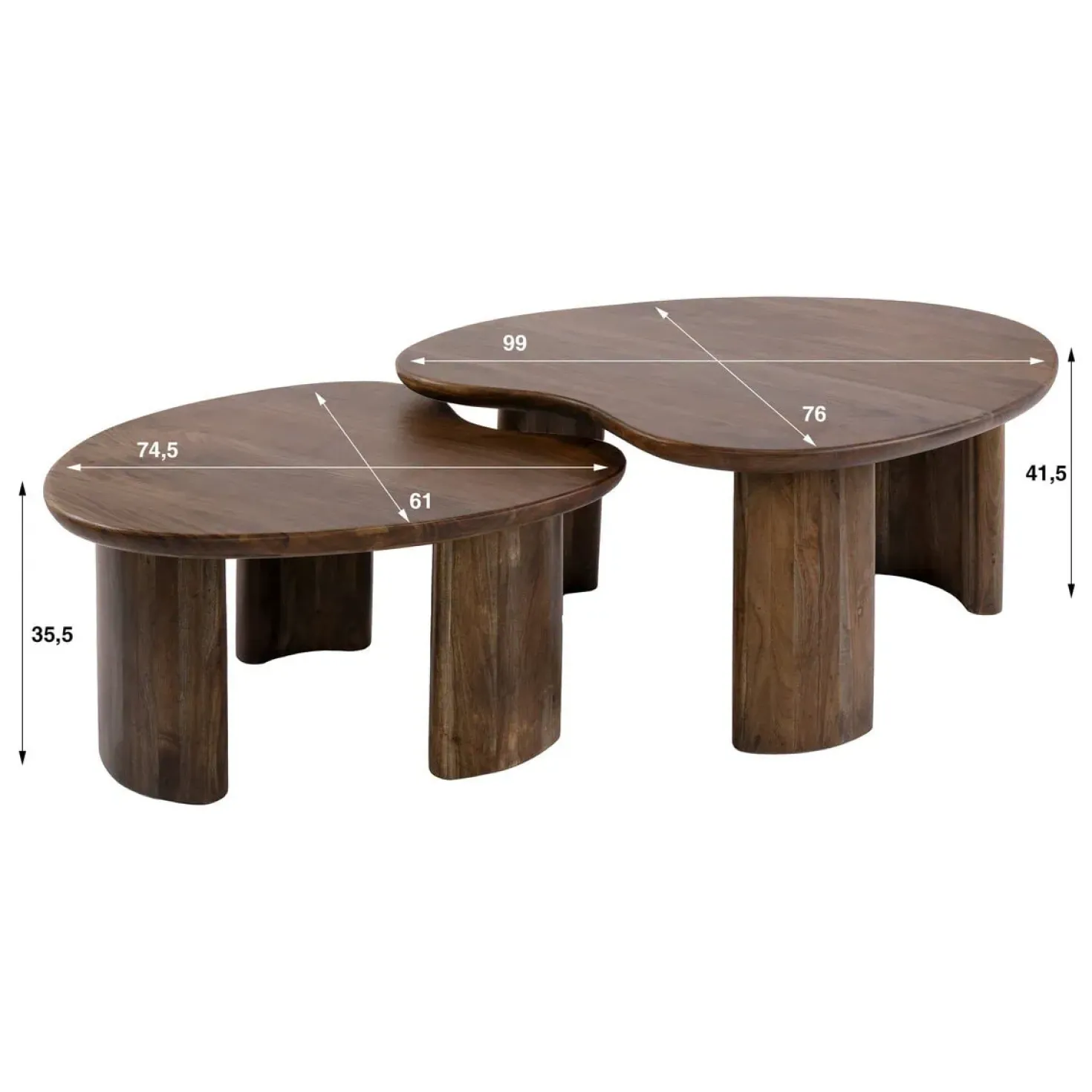 Jennie Salontafel set van 2 organisch Bruin