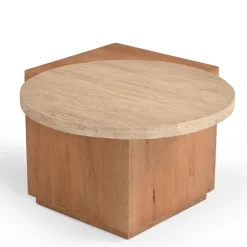 Jessie Bijzettafel Mangohout Travertin 60 cm