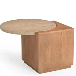 Jessie Bijzettafel Mangohout Travertin 60 cm