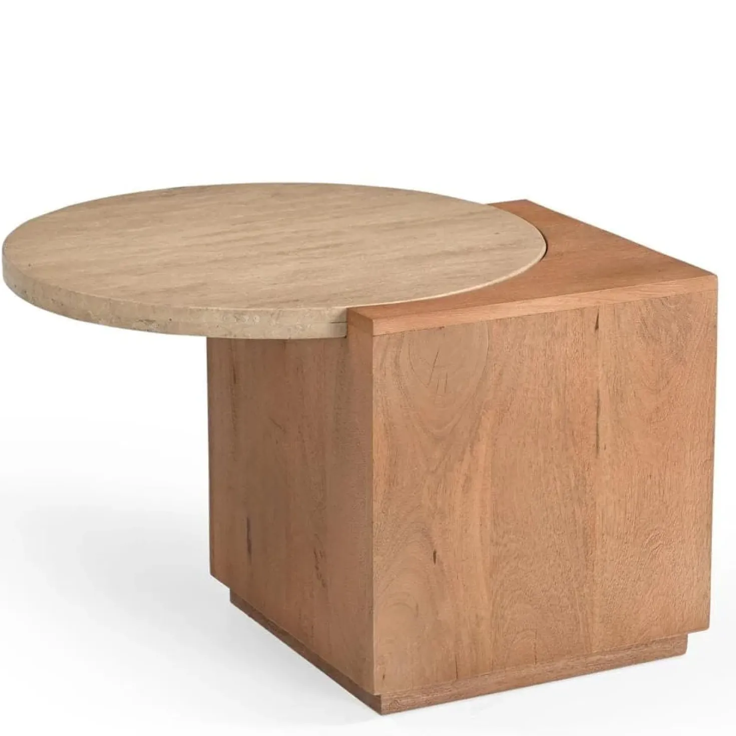 Jessie Bijzettafel Mangohout Travertin 60 cm