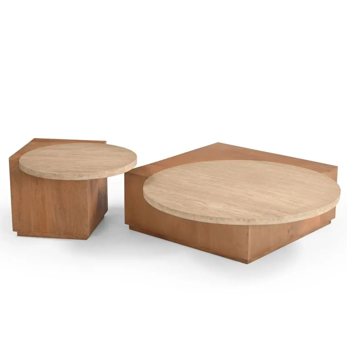 Jessie Bijzettafel Mangohout Travertin 60 cm