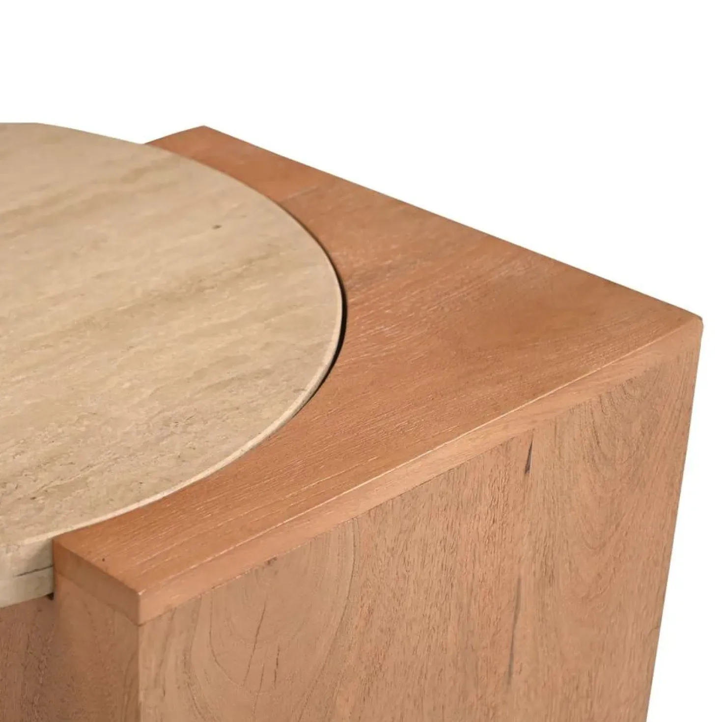 Jessie Bijzettafel Mangohout Travertin 60 cm