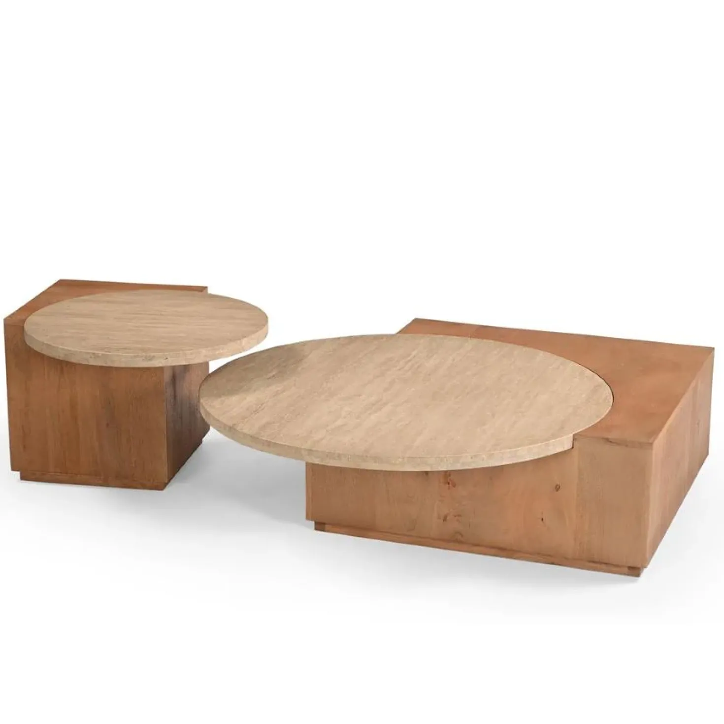 Jessie Bijzettafel Mangohout Travertin 60 cm