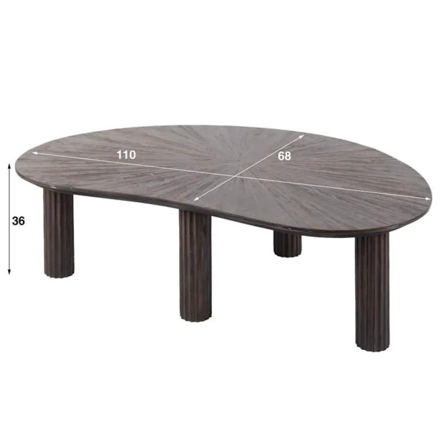 Jill Salontafel niervormig Teakhout 110cm