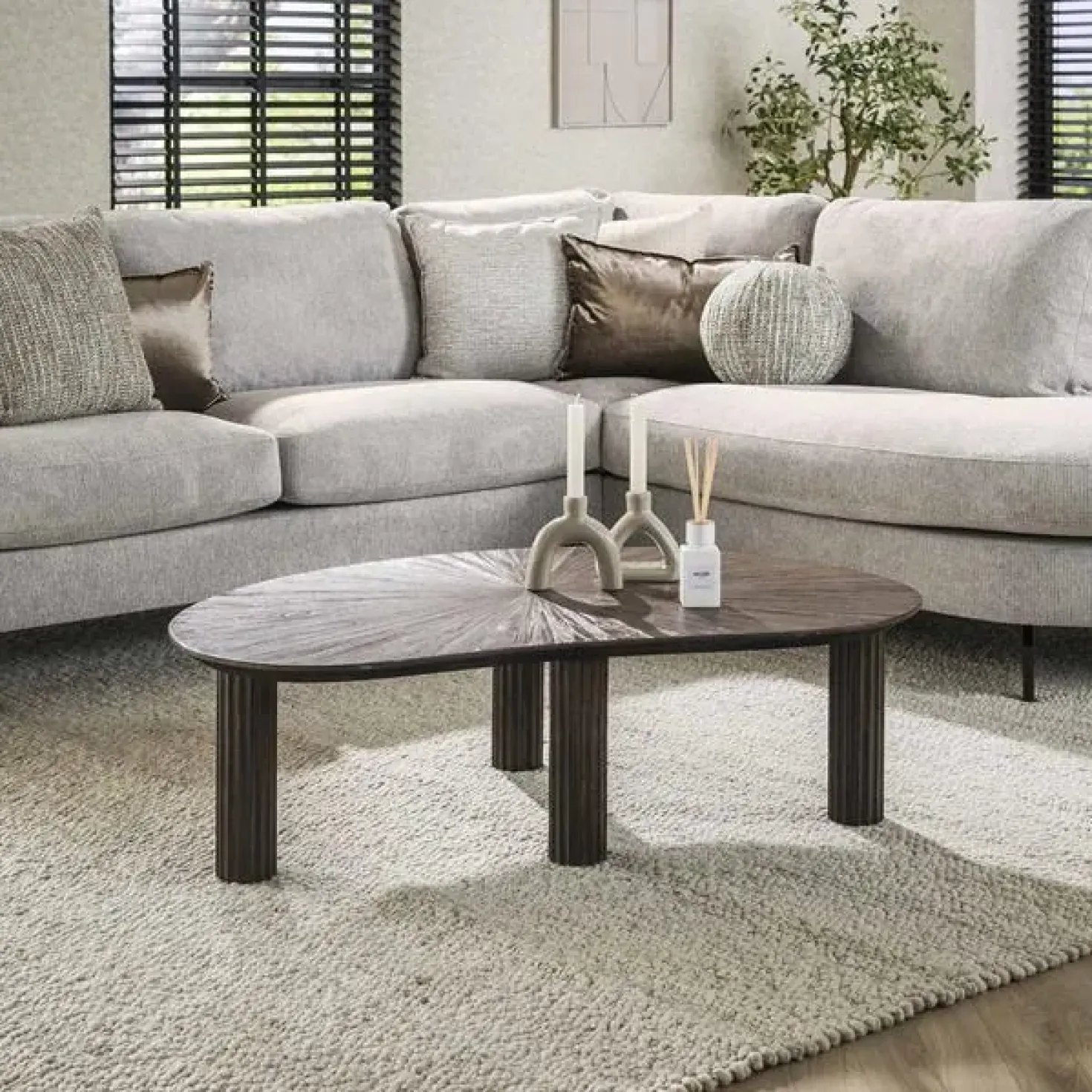 Jill Salontafel niervormig Teakhout 110cm