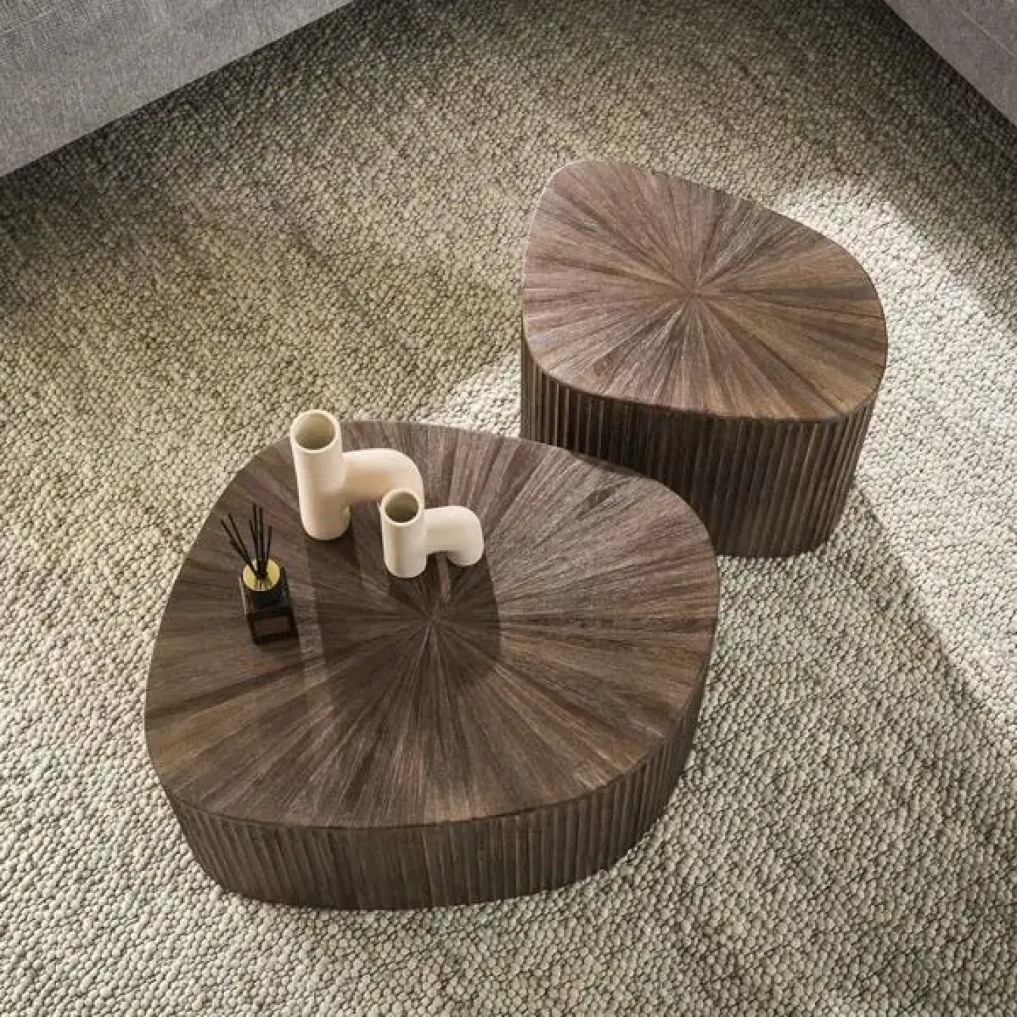 Jill Salontafel XL set van 2 driehoekig Teakhout