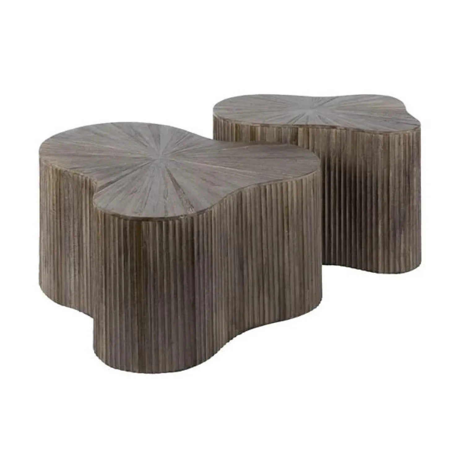 Jill Salontafel XL set van 2 klavervormig Teakhout