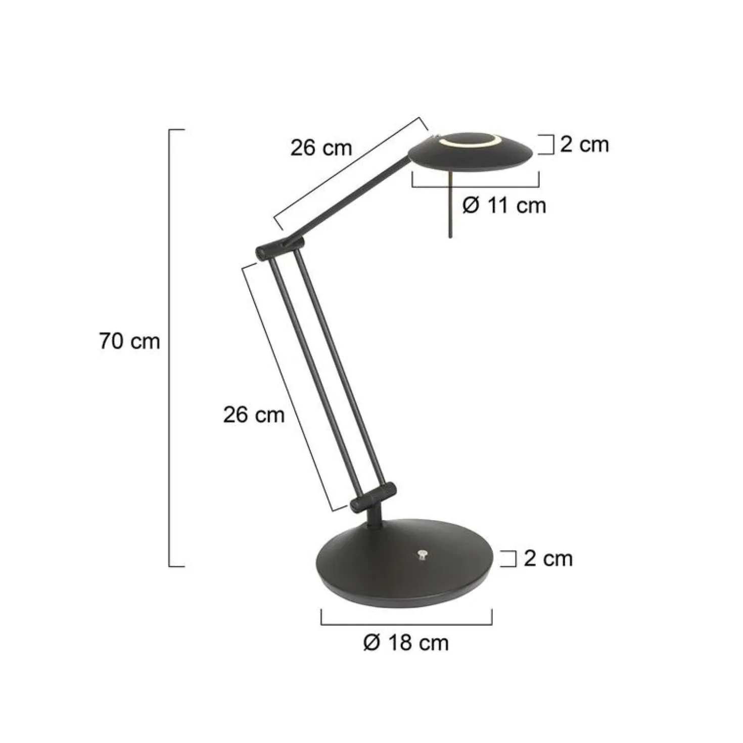 Jim 1-lichts Bureaulamp Zwart