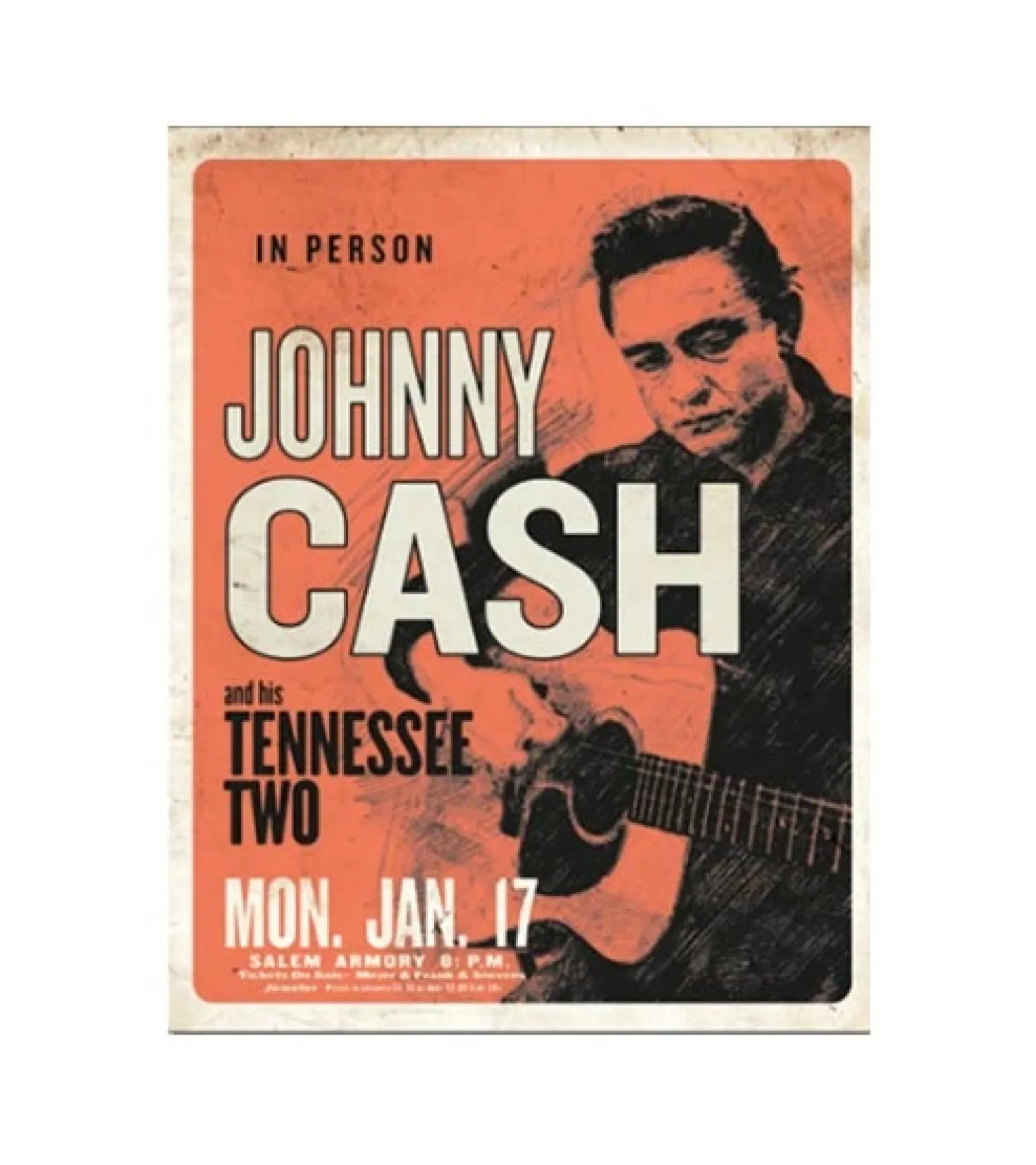 Johnny Cash in person - metalen bord