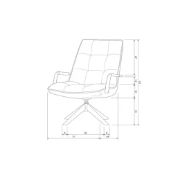 Jouke Draaifauteuil met armleuning leerlook cognac