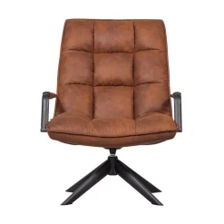 Jouke Draaifauteuil met armleuning leerlook cognac