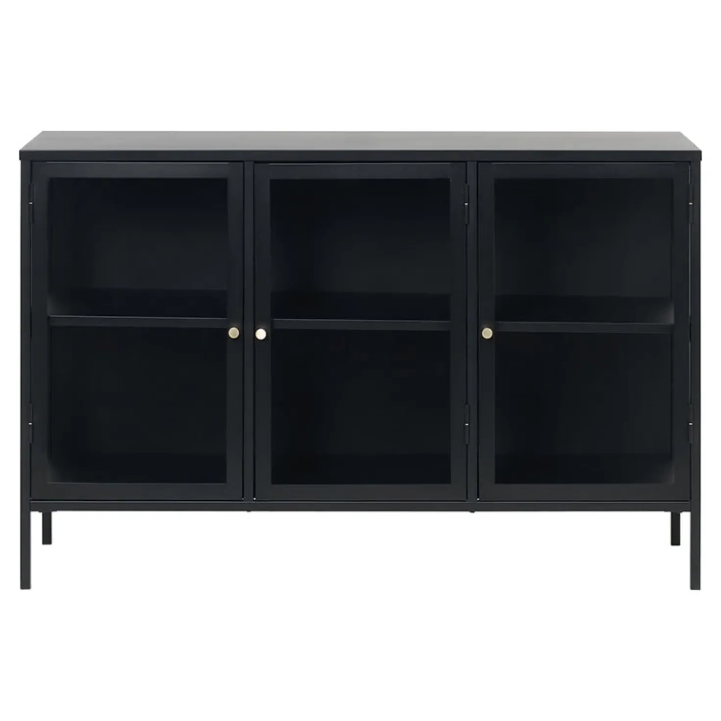 Kaya 3 deurs vitrinekast zwart metaal 132cm