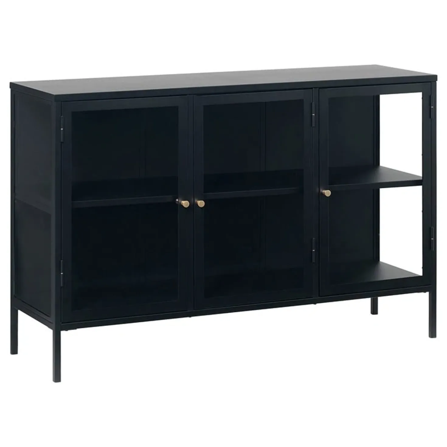 Kaya 3 deurs vitrinekast zwart metaal 132cm
