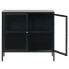 Kaya 2 deurs vitrinekast zwart metaal 90cm