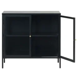 Kaya 2 deurs vitrinekast zwart metaal 90cm