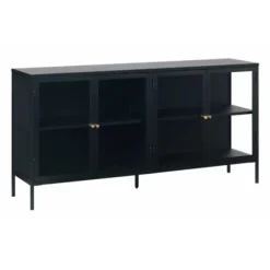 Kaya 4 deurs vitrinekast zwart metaal 170cm