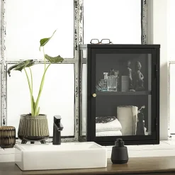 Kaya 1 deurs wandkast zwart metaal 60cm