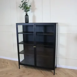 Kaya vitrinekast zwart metaal 110cm