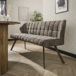 Kelly Eetkamerbank Hoven taupe met bruin bronzen poot