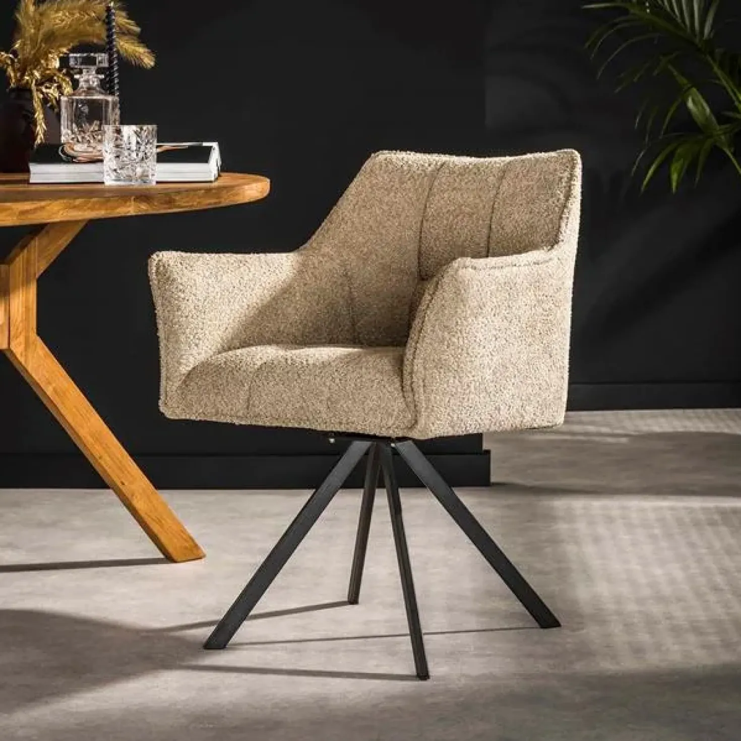 Kelly eetkamerstoel boucle zand
