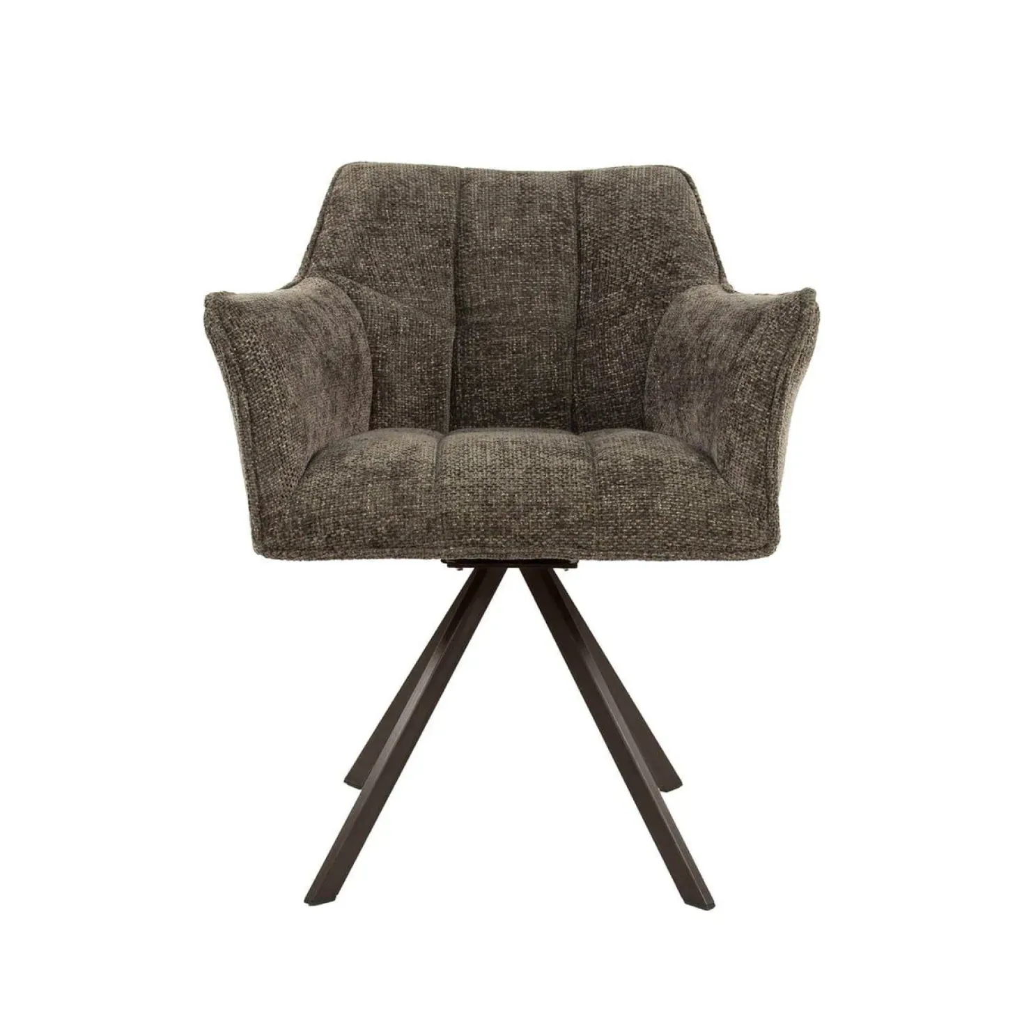 Kelly Eetkamerstoel Hoven taupe met bruin bronzen poot