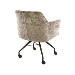 Kelly Eetkamerstoel met wieltjes Alura zand met bruin bronzen poot