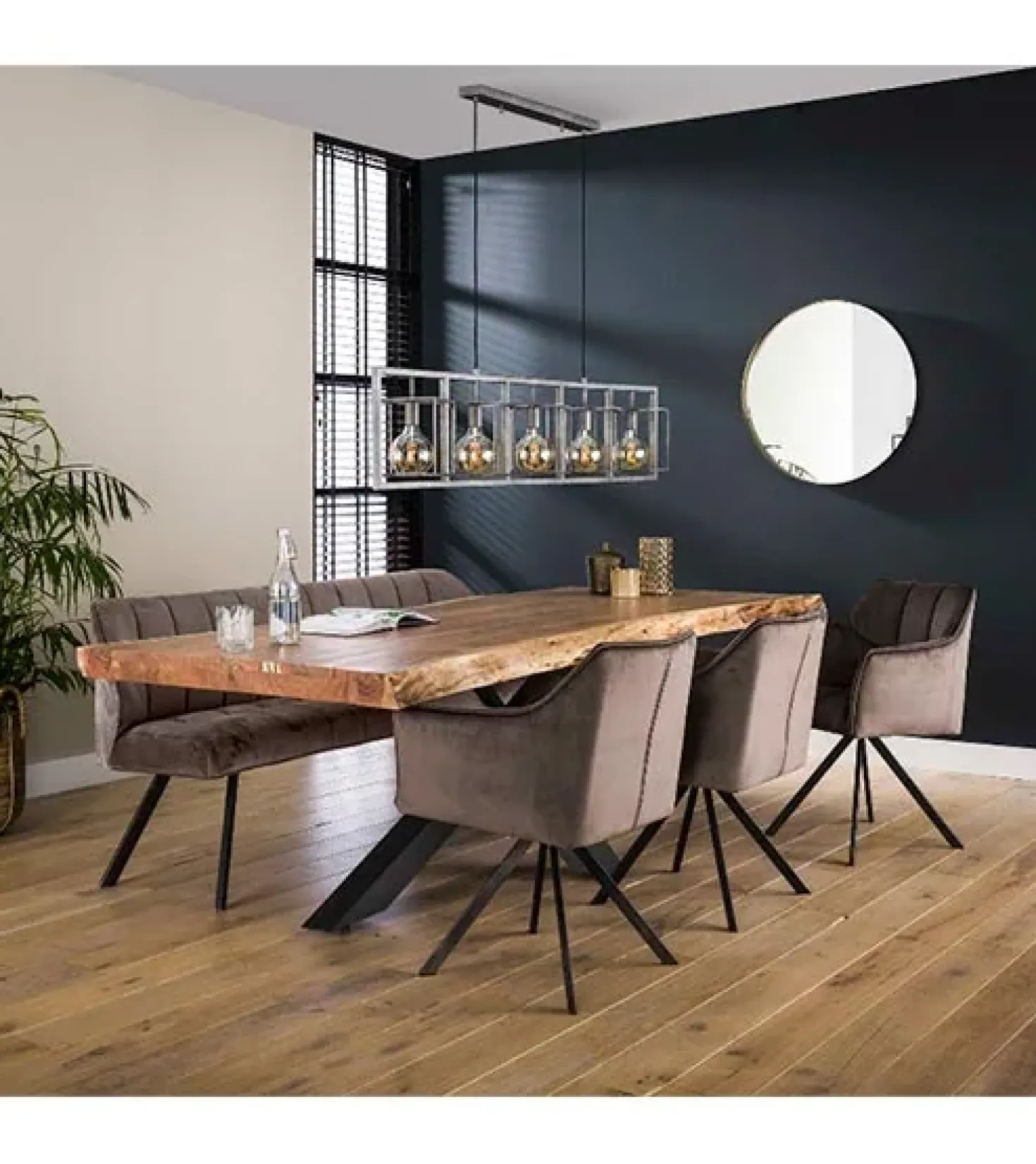 Kelly eetkamerstoel velvet antraciet