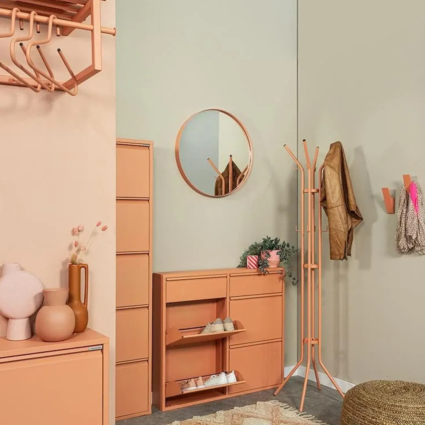 Kendall Vrijstaande kapstok Terracotta 40cm