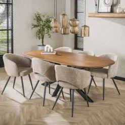 Kevin Eettafel deens ovaal Mangohout 180cm