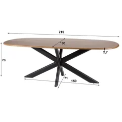 Kevin Eettafel deens ovaal Mangohout 215cm
