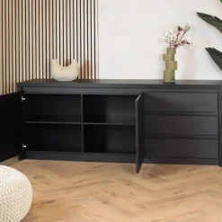 Kiara Dressoir Klein Zwart 212cm