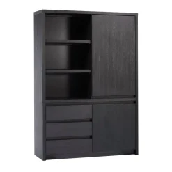Kiara Vakkenkast 2-deur 3-vaks Zwart 138cm