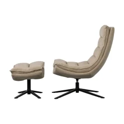 Kube Draaifauteuil met hocker naturel