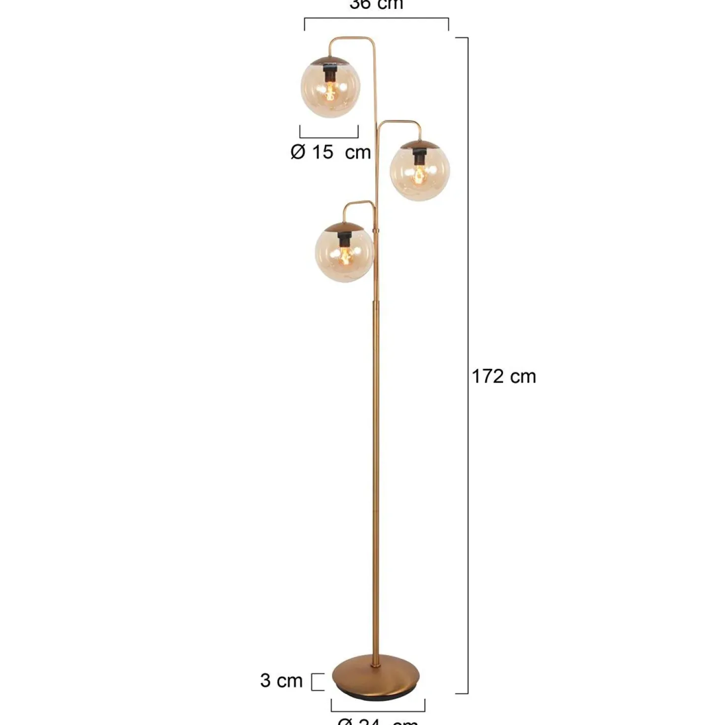 Kyle 3-lichts Vloerlamp Brons