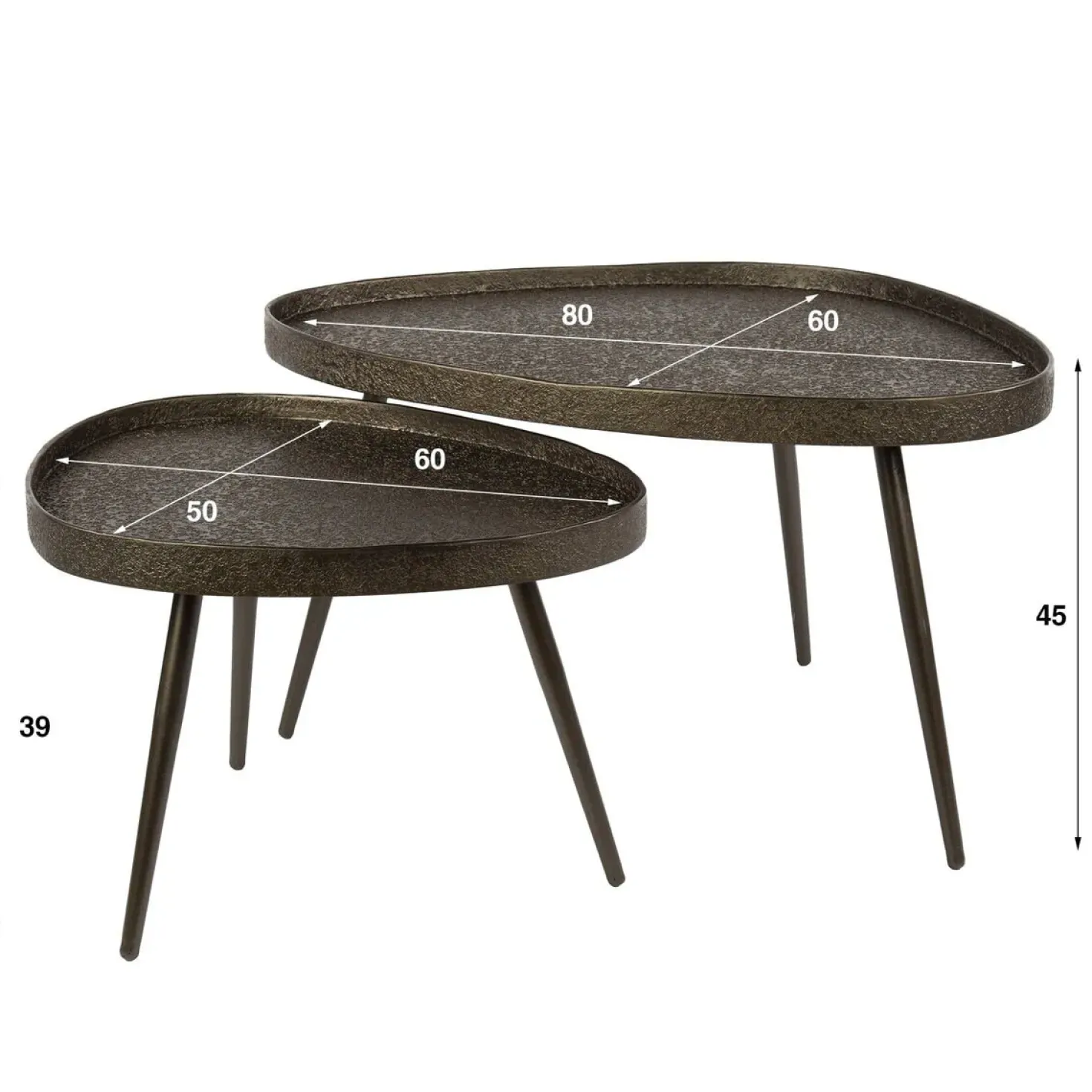 Kyra Salontafel set van 2 driehoekig Brons