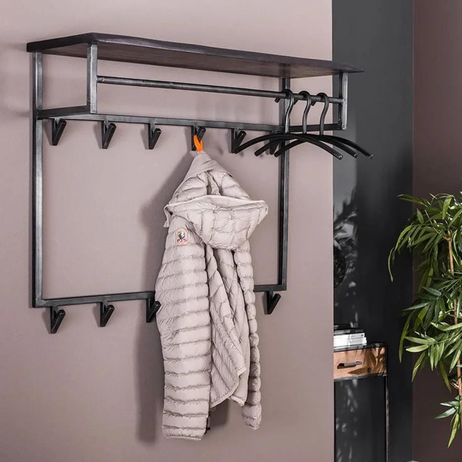 Lanco kapstok hoog industrieel 100cm 12 haken zwart