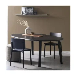 Lange Jan Uitschuifbare eettafel rond eiken blacknight 120/160/200cm