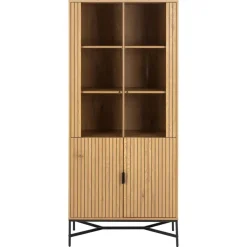 Lexora Vitrinekast Eiken lichtbruin 80cm