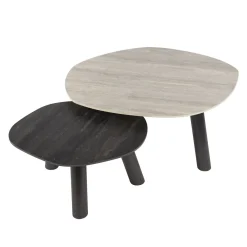 Lex Salontafel set van 2 log keramiek travertin