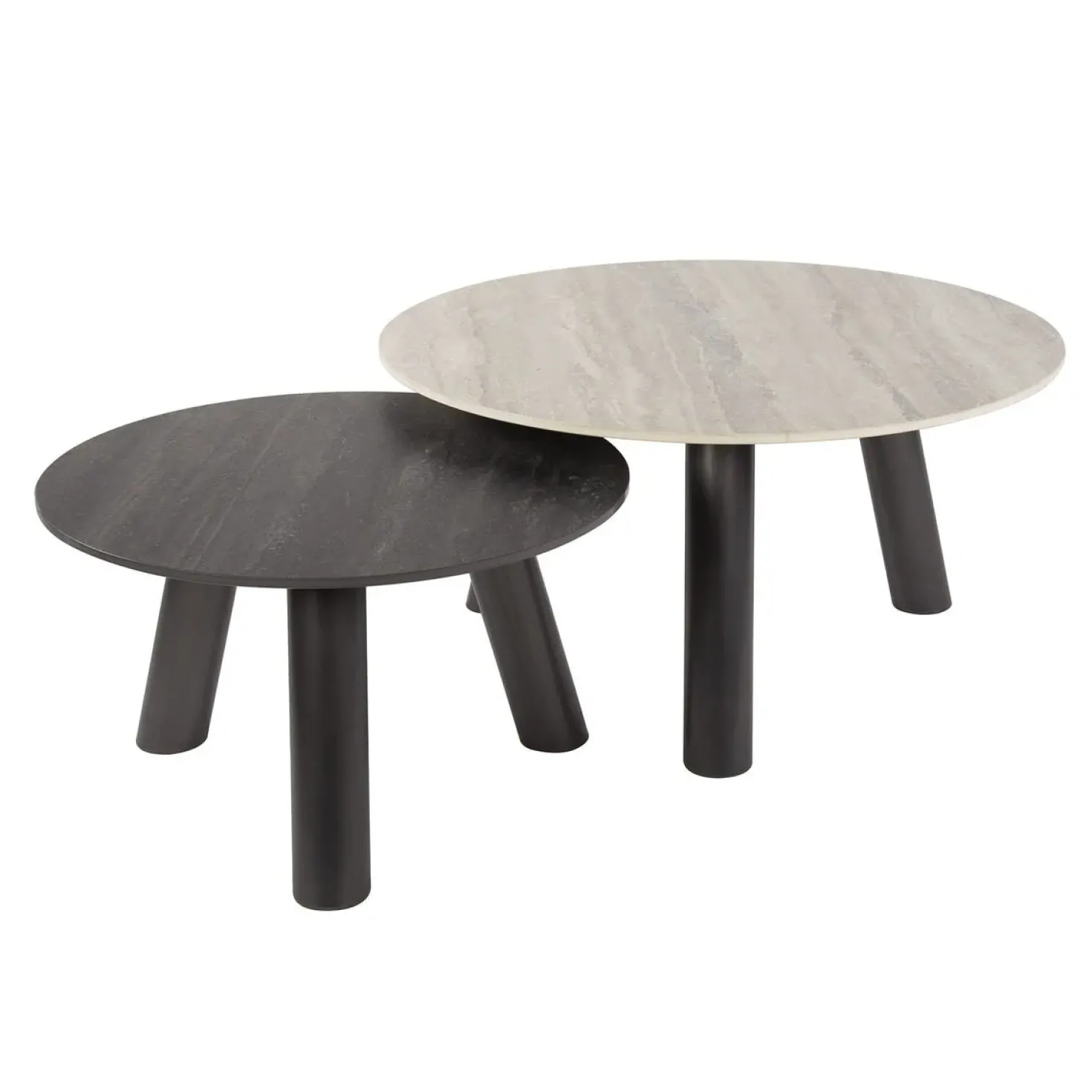 Lex Salontafel set van 2 rond keramiek travertin