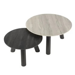 Lex Salontafel set van 2 rond keramiek travertin