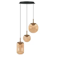 Liam 3-lichts getrapte Hanglamp Amber glas