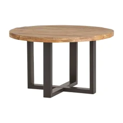 Lio eettafel rond industrieel mangohout