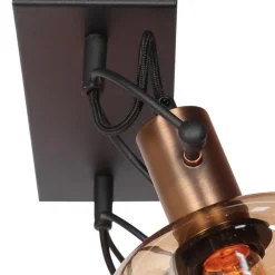 Lior 2-lichts Wandlamp Brons Amberglas