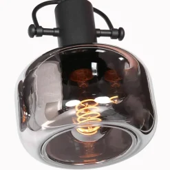 Lior 2-lichts Wandlamp Zwart Smoke Glas