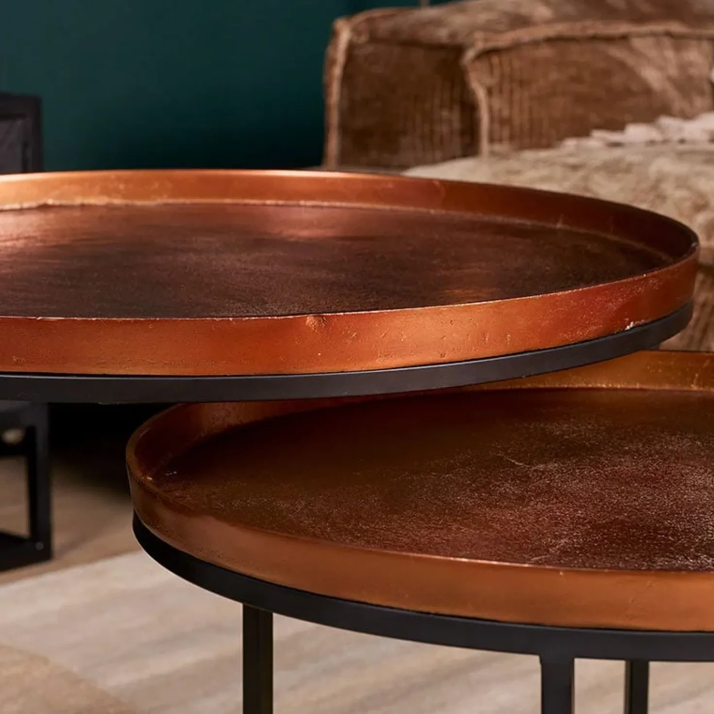 Litan salontafel rond roest set van 3
