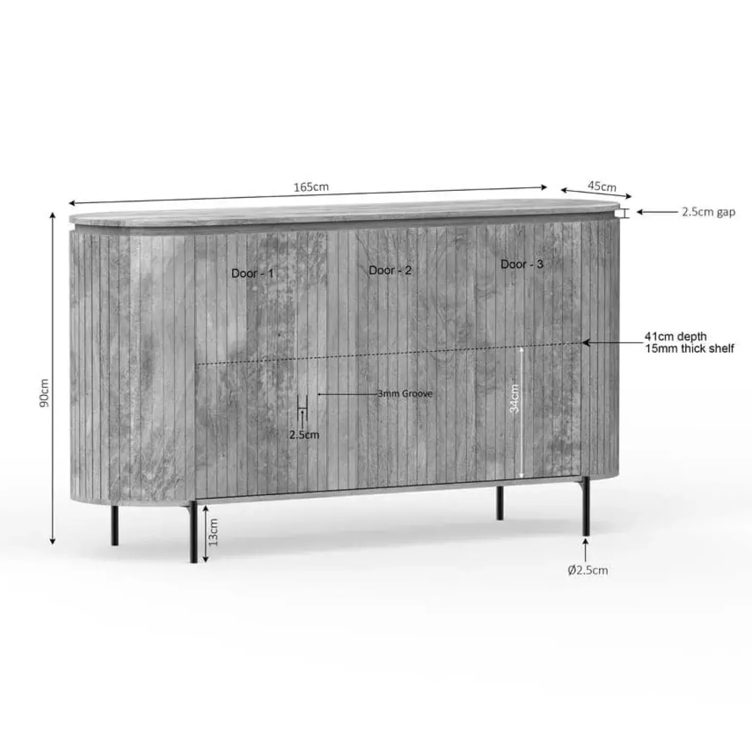 Livia Dressoir Naturel 165cm