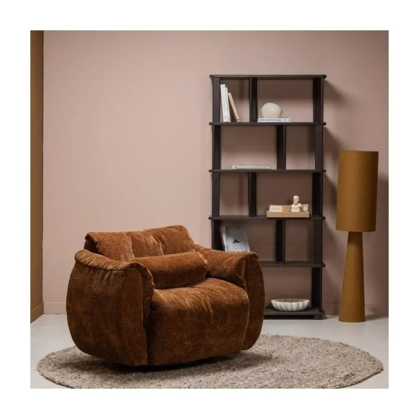 Loft 2-lichts Vloerlamp metaal/bouclé tapenade