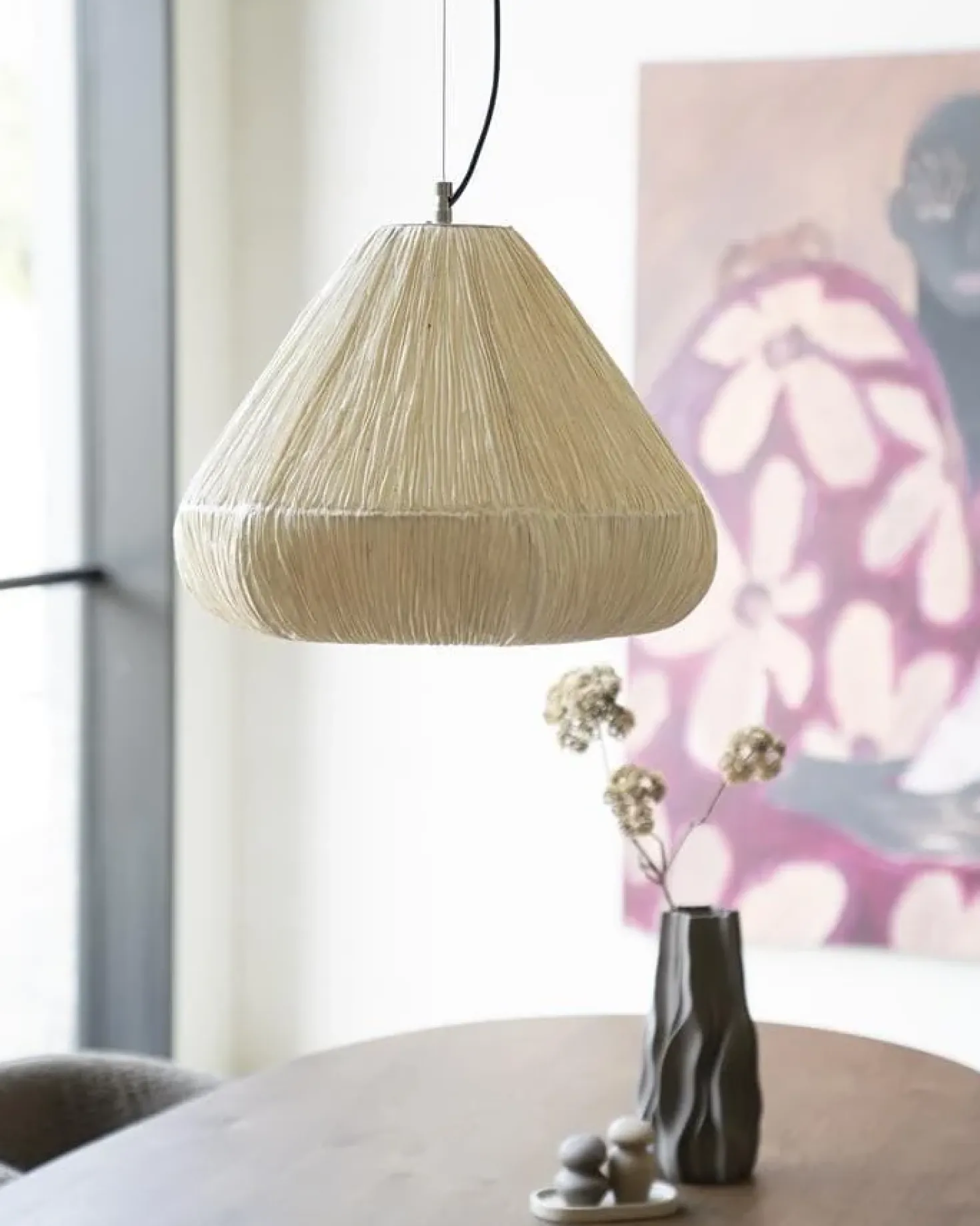 Lokta 1-lichts Hanglamp mushroom Creme